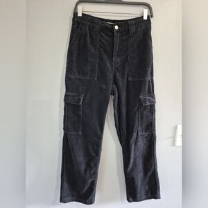 PacSun Black Corduroy Cargo Pants with Elastic Waist. Medium
